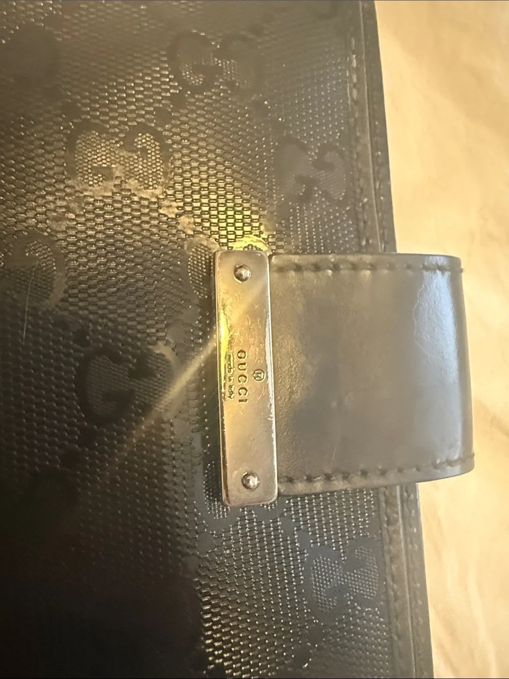 Gucci Black GG Monogram Agenda with COA